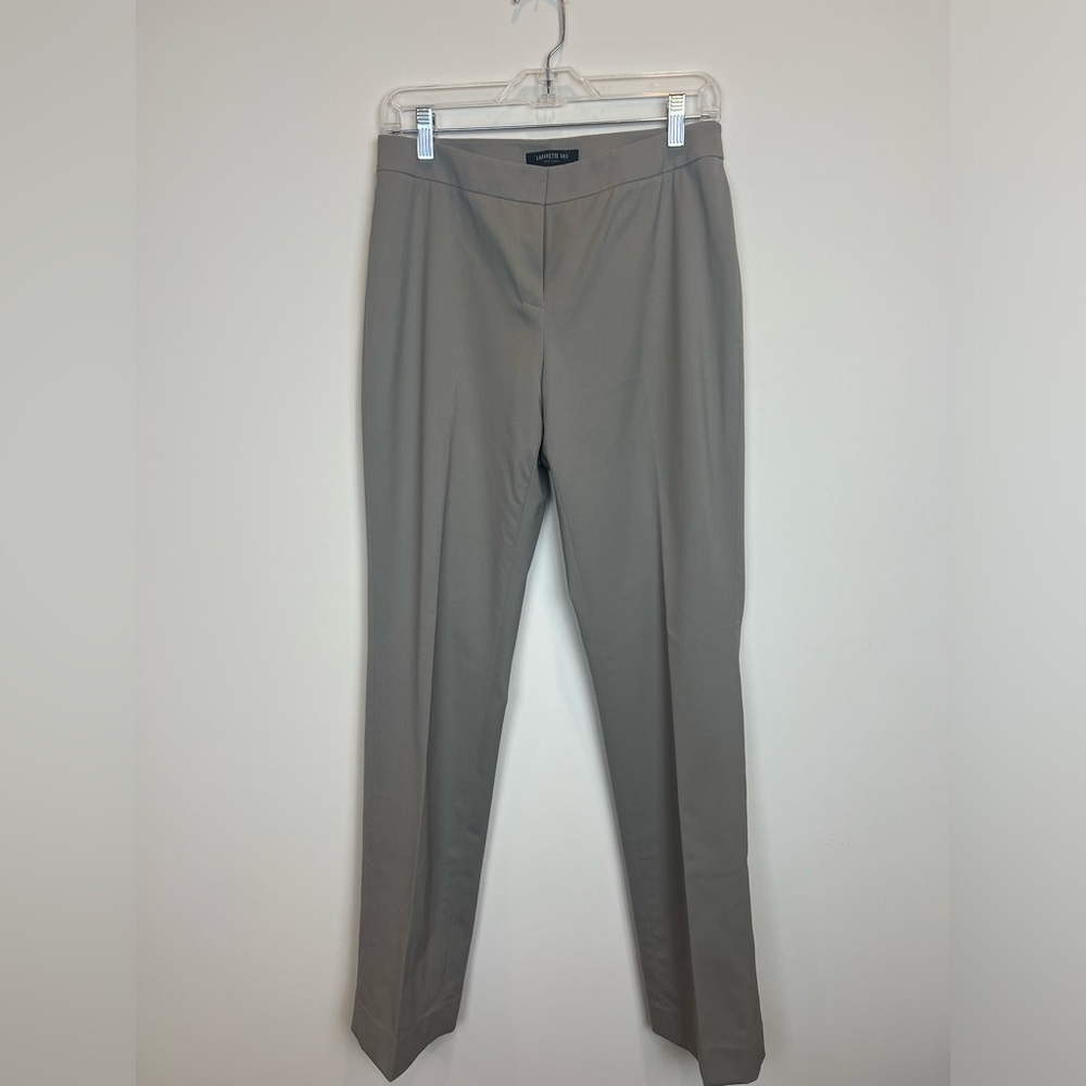 Lafayette 148 Wool Blend Barrow Straight Leg Pants, SZ 4 Taupe